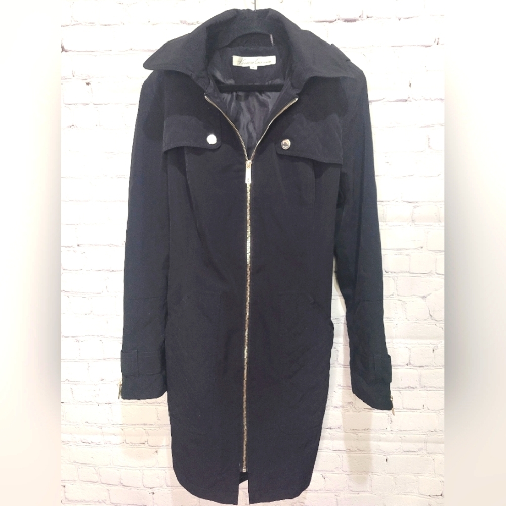 Kenneth‎ Cole Black Zip Up Hooded Jacket Size Medium